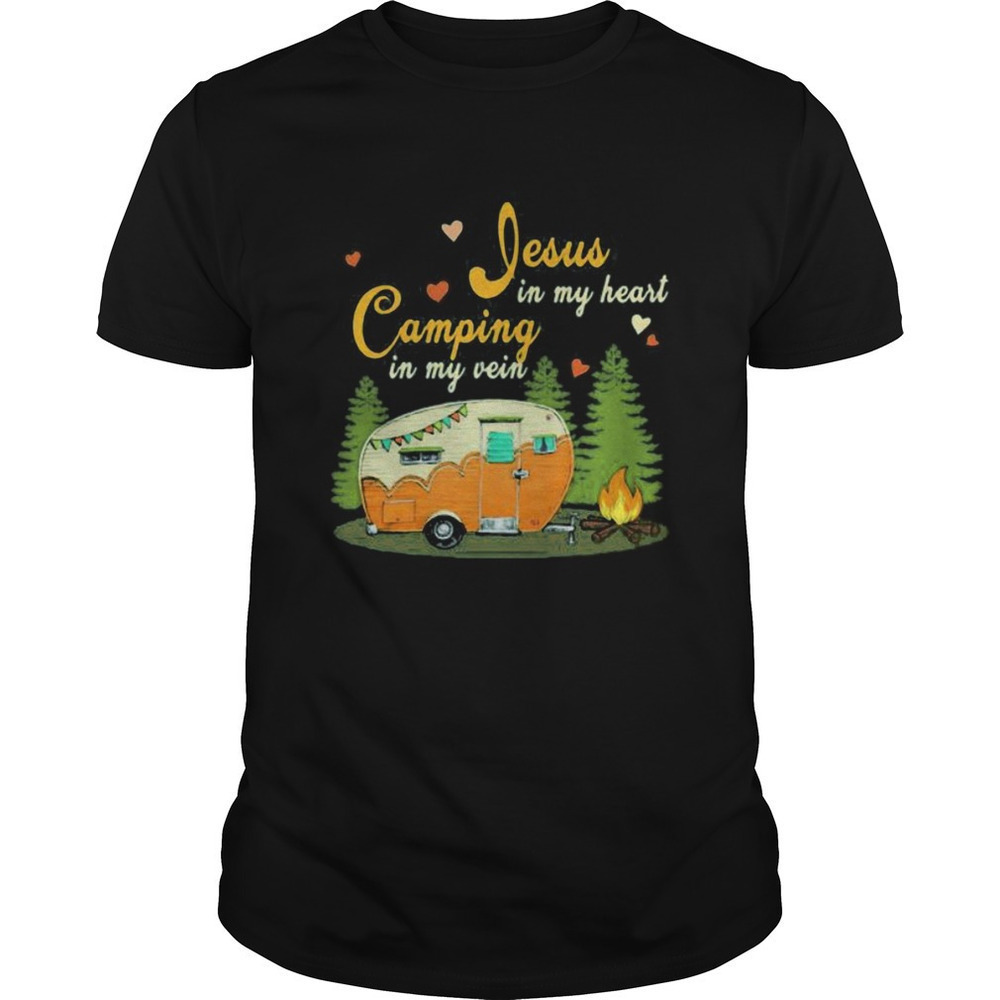 Jesus In My Heart Camping In My Veins Graphic T-Shirt
